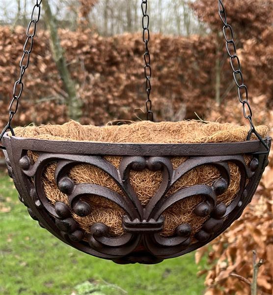Grote foto hanging basket 25 cm. met kokos en ophanghaak gietijzer bph25 tuin en terras overige tuin en terras