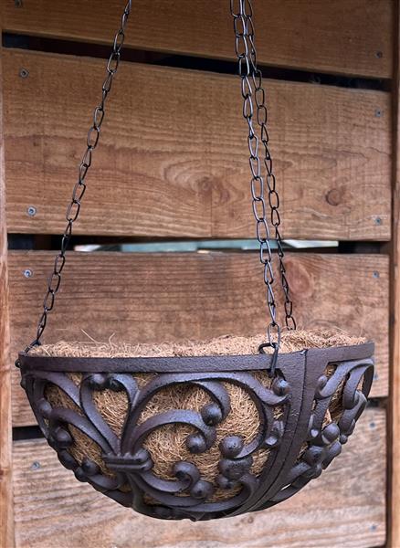 Grote foto hanging basket 25 cm. met kokos en ophanghaak gietijzer bph25 tuin en terras overige tuin en terras