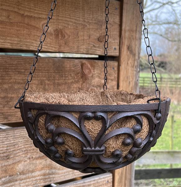 Grote foto hanging basket 25 cm. met kokos en ophanghaak gietijzer bph25 tuin en terras overige tuin en terras