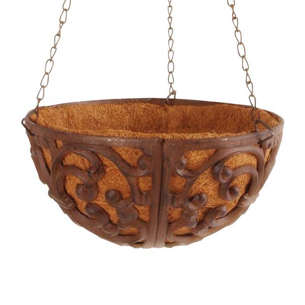 Grote foto hanging basket 25 cm. met kokos en ophanghaak gietijzer bph25 tuin en terras overige tuin en terras