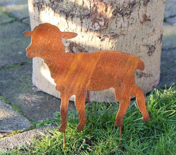 Grote foto tuinsteker schaap lam roestig metaal ls357b tuin en terras tuindecoratie