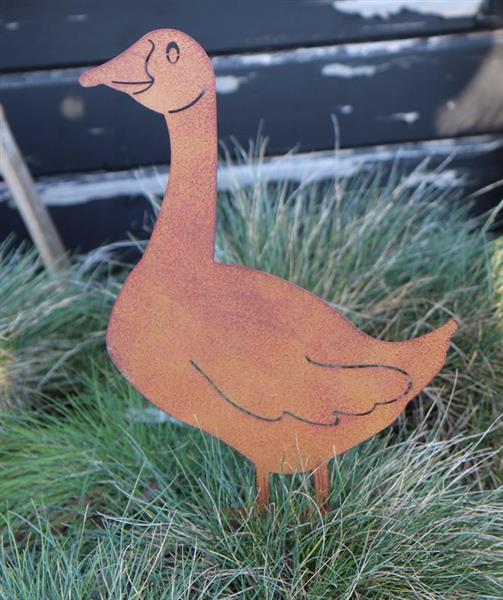 Grote foto tuinsteker gans roestkleurig metaal gs160 tuin en terras tuindecoratie