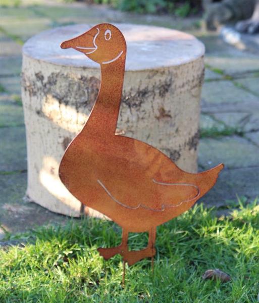 Grote foto tuinsteker gans roestkleurig metaal gs160 tuin en terras tuindecoratie