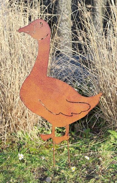 Grote foto tuinsteker gans roestkleurig metaal gs160 tuin en terras tuindecoratie