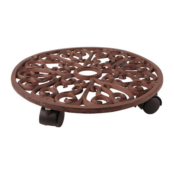 Grote foto planttrolley rond 33 cm. met wieltjes gietijzer tg130 huis en inrichting overige huis en inrichting