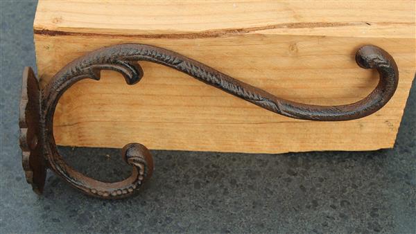 Grote foto wandhaak 23 8 cm. sierlijk dubbele haak gietijzer wg161 tuin en terras tuindecoratie