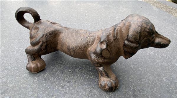 Grote foto dierenbeeld teckel hond gietijzer bruin hg1726 tuin en terras tuindecoratie
