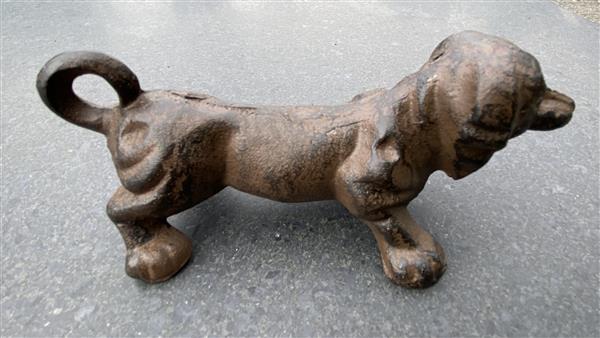 Grote foto dierenbeeld teckel hond gietijzer bruin hg1726 tuin en terras tuindecoratie