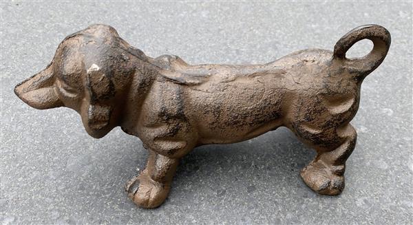 Grote foto dierenbeeld teckel hond gietijzer bruin hg1726 tuin en terras tuindecoratie