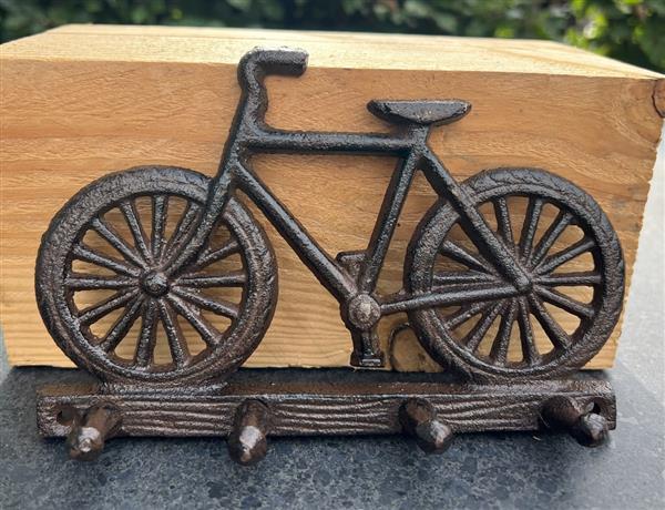 Grote foto kapstokhaak fiets op boomstam met 4 haken gietijzer kh1759 huis en inrichting woningdecoratie