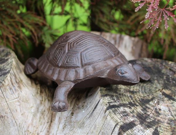Grote foto dierenbeeld schildpad gietijzer groot sg315 tuin en terras tuindecoratie