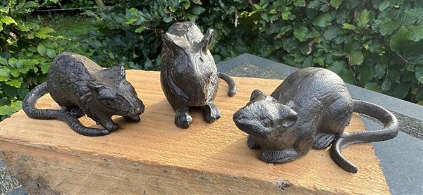 Grote foto muizen set van 3 gietijzer donkerbruin mgs210 tuin en terras tuindecoratie