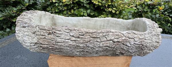 Grote foto plantenbak uitgeholde boomstam steen grijs wit groot bps172 tuin en terras tuindecoratie