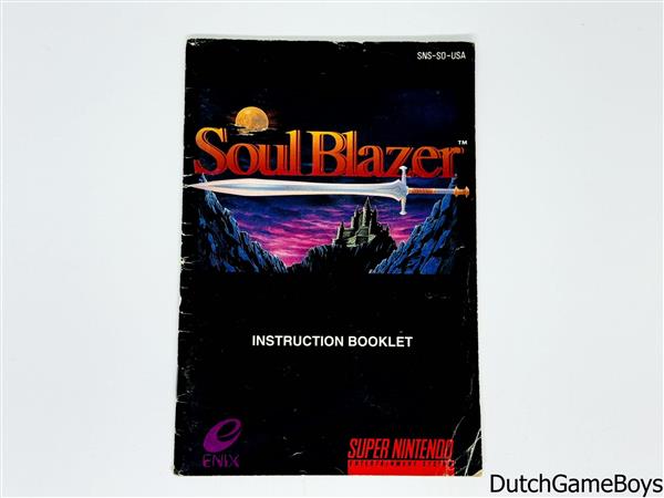 Grote foto super nintendo snes soul blazer usa manual spelcomputers games overige nintendo games