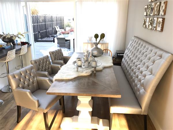 Grote foto luxe eetkamerbank met hoge rugleuning 133cm x 155cm huis en inrichting bankstellen