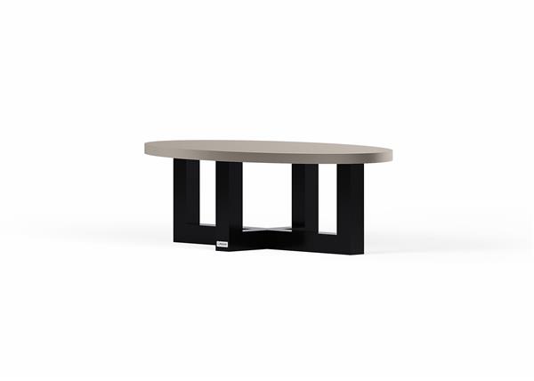 Grote foto ovale salontafel met kruispoot puuur 100x50cm mdf mat huis en inrichting eettafels