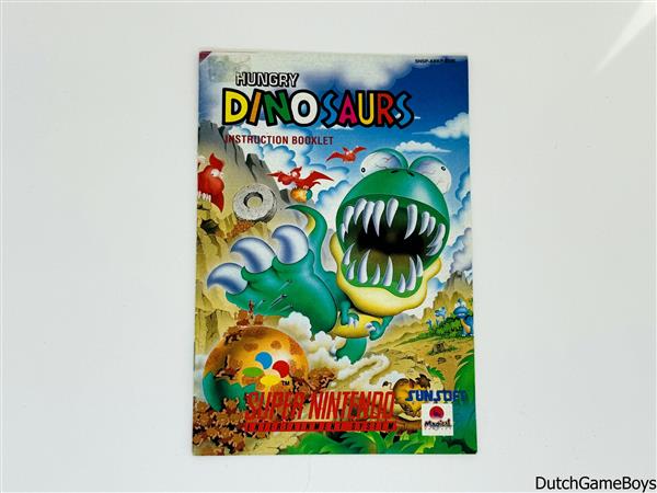 Grote foto super nintendo snes hungry dinosaurs eur manual spelcomputers games overige nintendo games