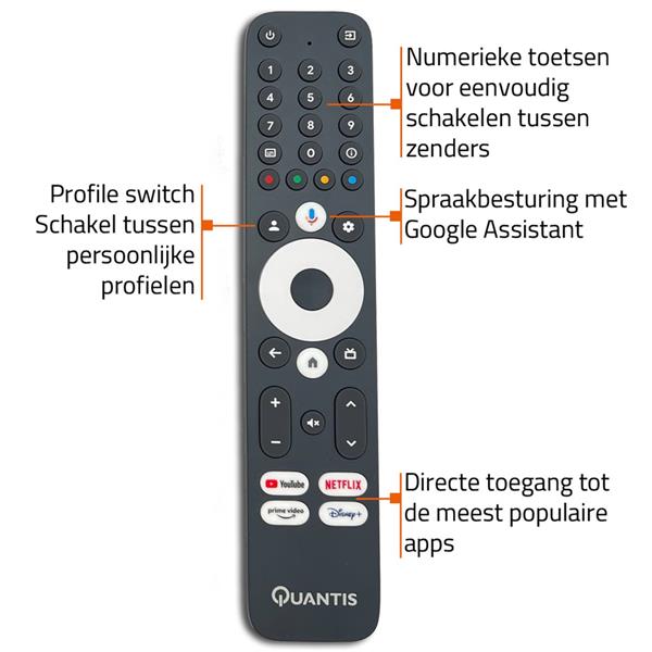 Grote foto quantis qe600 googletv 4k 32gb met chromecast hdmi stick telecommunicatie zenders en ontvangers