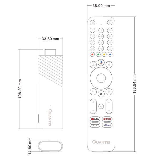 Grote foto quantis qe600 googletv 4k 32gb met chromecast hdmi stick telecommunicatie zenders en ontvangers