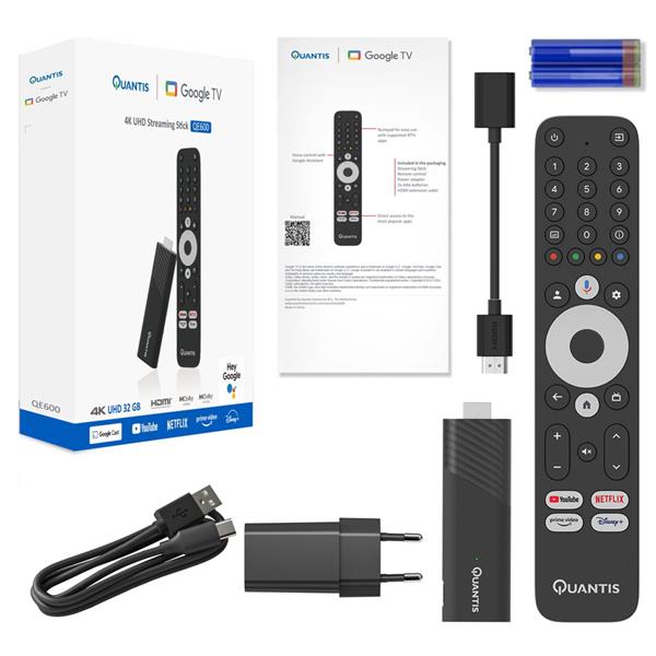 Grote foto quantis qe600 googletv 4k 32gb met chromecast hdmi stick telecommunicatie zenders en ontvangers