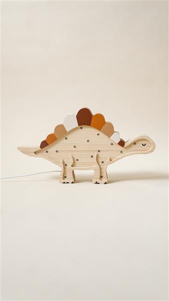 Grote foto houten decoratieve lamp dino stegosaurus naturel 2xaa batterijen zonder dimfunctie of afstandsb kinderen en baby complete kinderkamers