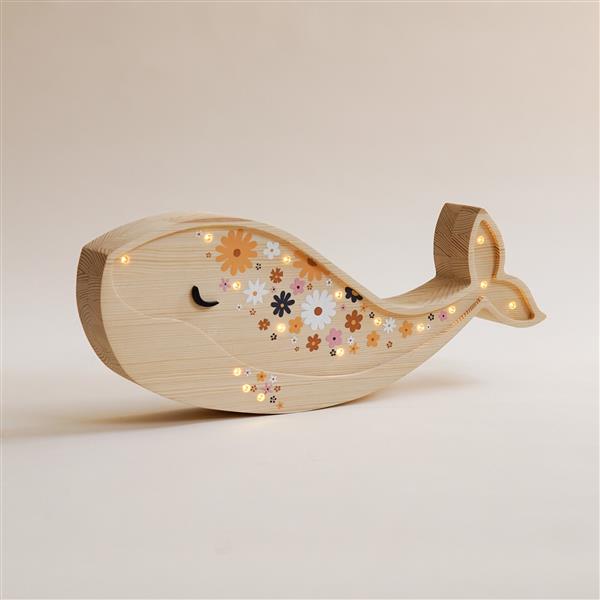 Grote foto houten decoratieve lamp walvis bloemen 2xaa batterijen zonder dimfunctie of afstandsbediening kinderen en baby complete kinderkamers