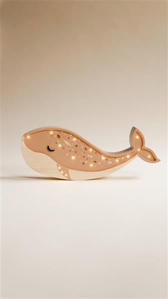 Grote foto houten decoratieve lamp walvis caramel 2xaa batterijen zonder dimfunctie of afstandsbediening kinderen en baby complete kinderkamers