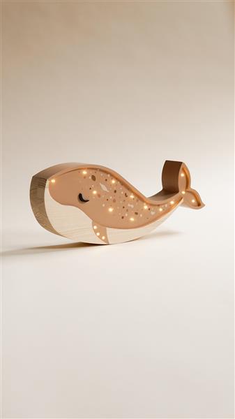 Grote foto houten decoratieve lamp walvis caramel 2xaa batterijen zonder dimfunctie of afstandsbediening kinderen en baby complete kinderkamers