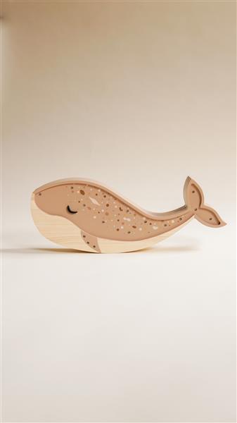 Grote foto houten decoratieve lamp walvis caramel 2xaa batterijen zonder dimfunctie of afstandsbediening kinderen en baby complete kinderkamers