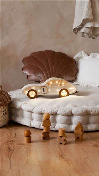 Grote foto houten decoratieve lamp auto cream 2xaa batterijen zonder dimfunctie of afstandsbediening kinderen en baby complete kinderkamers