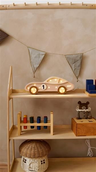 Grote foto houten decoratieve lamp auto bruin 2xaa batterijen zonder dimfunctie of afstandsbediening kinderen en baby complete kinderkamers