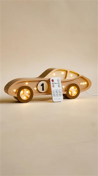 Grote foto houten decoratieve lamp auto bruin 2xaa batterijen zonder dimfunctie of afstandsbediening kinderen en baby complete kinderkamers