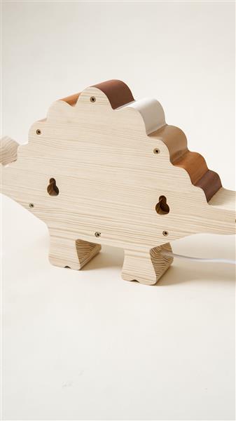 Grote foto houten decoratieve lamp dino stegosaurus naturel 2xaa batterijen zonder dimfunctie of afstandsb kinderen en baby complete kinderkamers