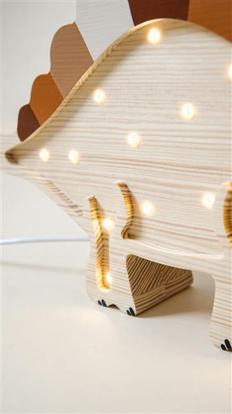 Grote foto houten decoratieve lamp dino stegosaurus naturel 2xaa batterijen zonder dimfunctie of afstandsb kinderen en baby complete kinderkamers