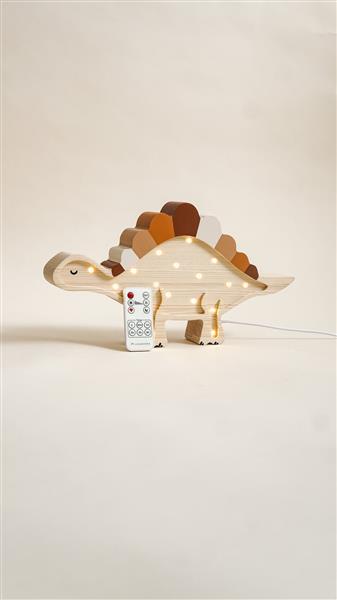 Grote foto houten decoratieve lamp dino stegosaurus naturel 2xaa batterijen zonder dimfunctie of afstandsb kinderen en baby complete kinderkamers