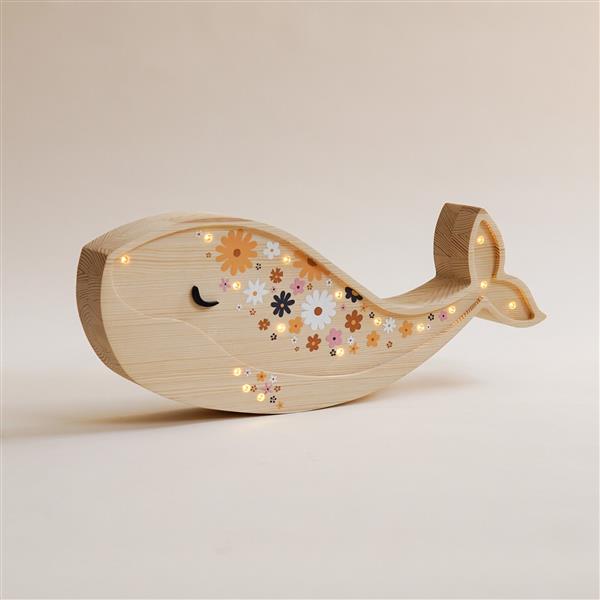 Grote foto houten decoratieve lamp walvis bloemen 2xaa batterijen zonder dimfunctie of afstandsbediening kinderen en baby complete kinderkamers