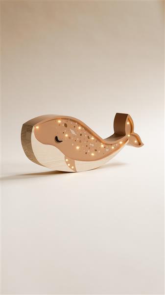 Grote foto houten decoratieve lamp walvis caramel 2xaa batterijen zonder dimfunctie of afstandsbediening kinderen en baby complete kinderkamers