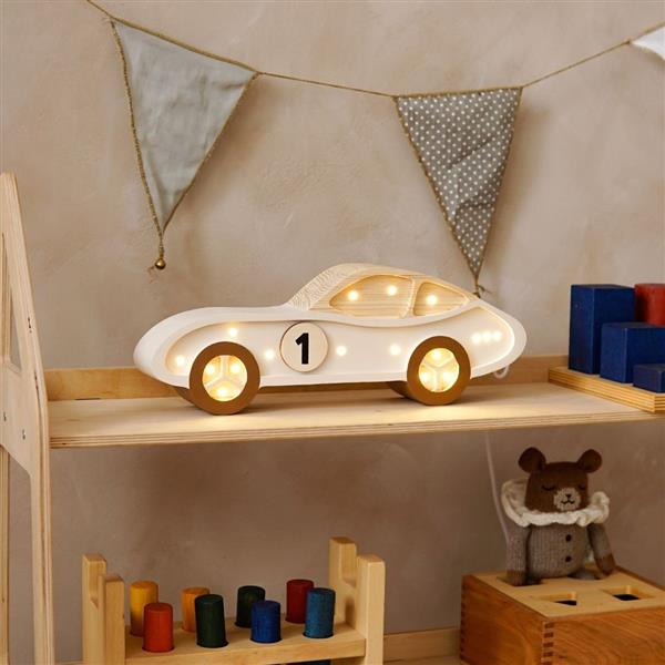 Grote foto houten decoratieve lamp auto cream 2xaa batterijen zonder dimfunctie of afstandsbediening kinderen en baby complete kinderkamers