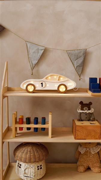 Grote foto houten decoratieve lamp auto cream 2xaa batterijen zonder dimfunctie of afstandsbediening kinderen en baby complete kinderkamers