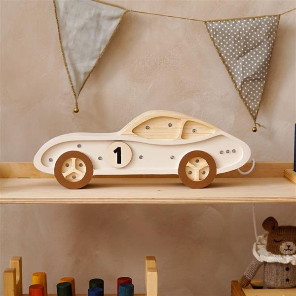 Grote foto houten decoratieve lamp auto cream 2xaa batterijen zonder dimfunctie of afstandsbediening kinderen en baby complete kinderkamers