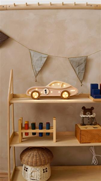 Grote foto houten decoratieve lamp auto bruin 2xaa batterijen zonder dimfunctie of afstandsbediening kinderen en baby complete kinderkamers