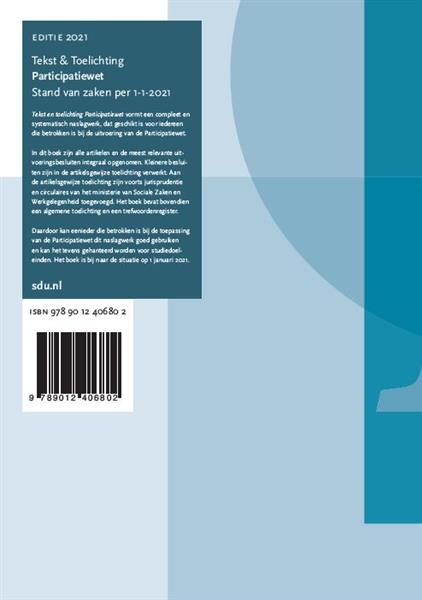 Grote foto tekst en toelichting participatiewet. editie 2021 teksten en toelichting boeken wetenschap
