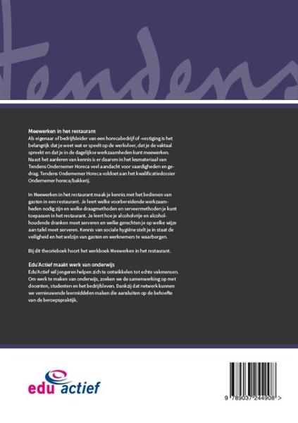 Grote foto meewerken in het restaurant theorieboek tendens ondernemer horeca boeken overige boeken