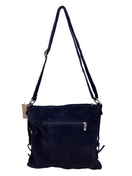 Grote foto back to the sixties suede franje tas donkerblauw sieraden tassen en uiterlijk schoudertassen