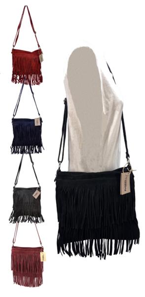 Grote foto back to the sixties suede franje tas donkerblauw sieraden tassen en uiterlijk schoudertassen