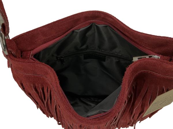 Grote foto back to the sixties suede franje tas bordeaux sieraden tassen en uiterlijk schoudertassen