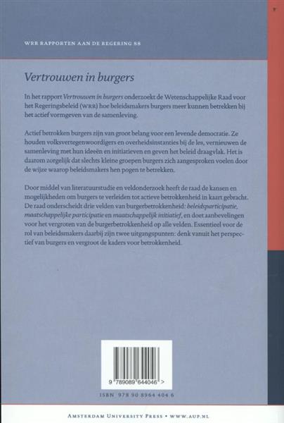 Grote foto vertrouwen in de burger wrr rapporten 88 boeken politiek en maatschappij