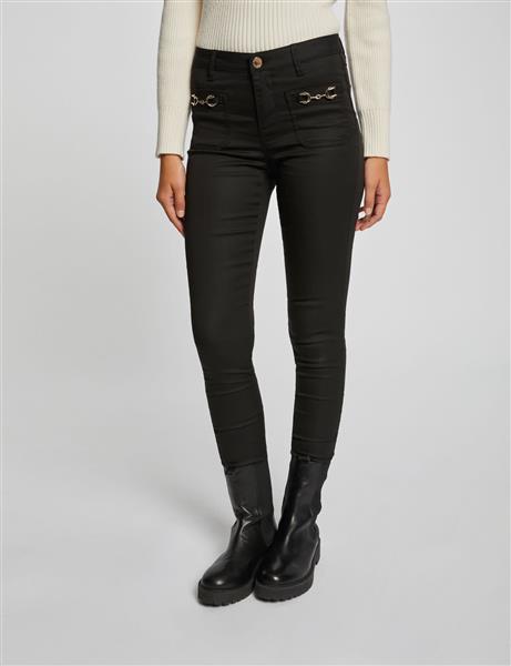Grote foto skinny trousers with metal ornaments 232 polo black kleding dames broeken en pantalons