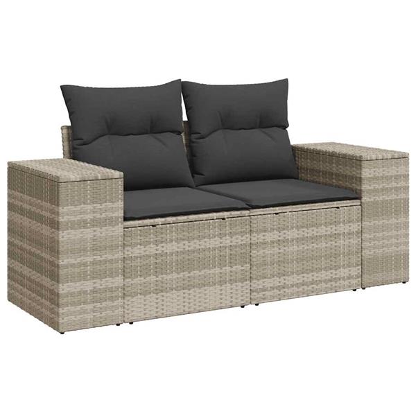 Grote foto vidaxl 6 delige loungeset met kussens poly rattan lichtgrijs tuin en terras tuinmeubelen