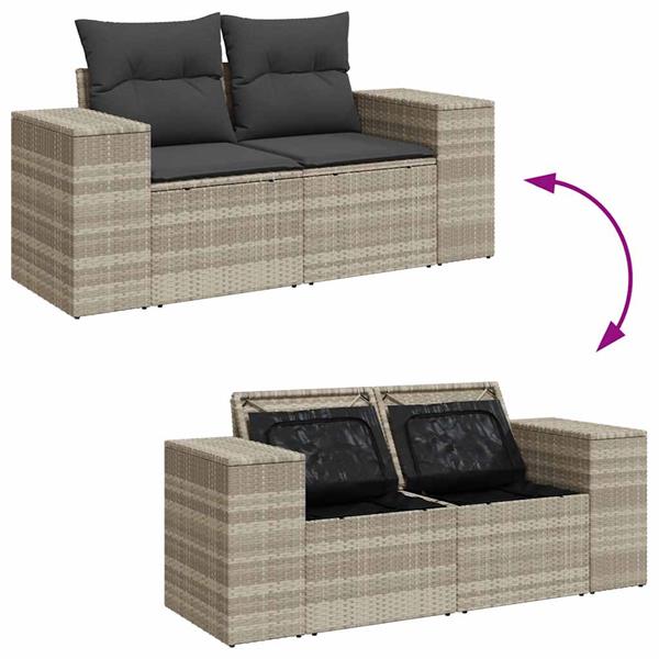 Grote foto vidaxl 6 delige loungeset met kussens poly rattan lichtgrijs tuin en terras tuinmeubelen